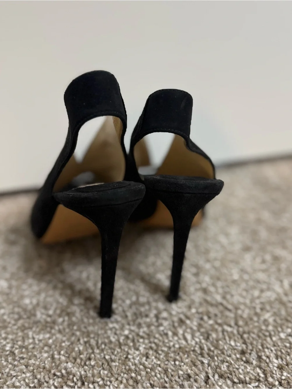 Jimmy Choo Black Suede Open-Toe Slingback Heels
